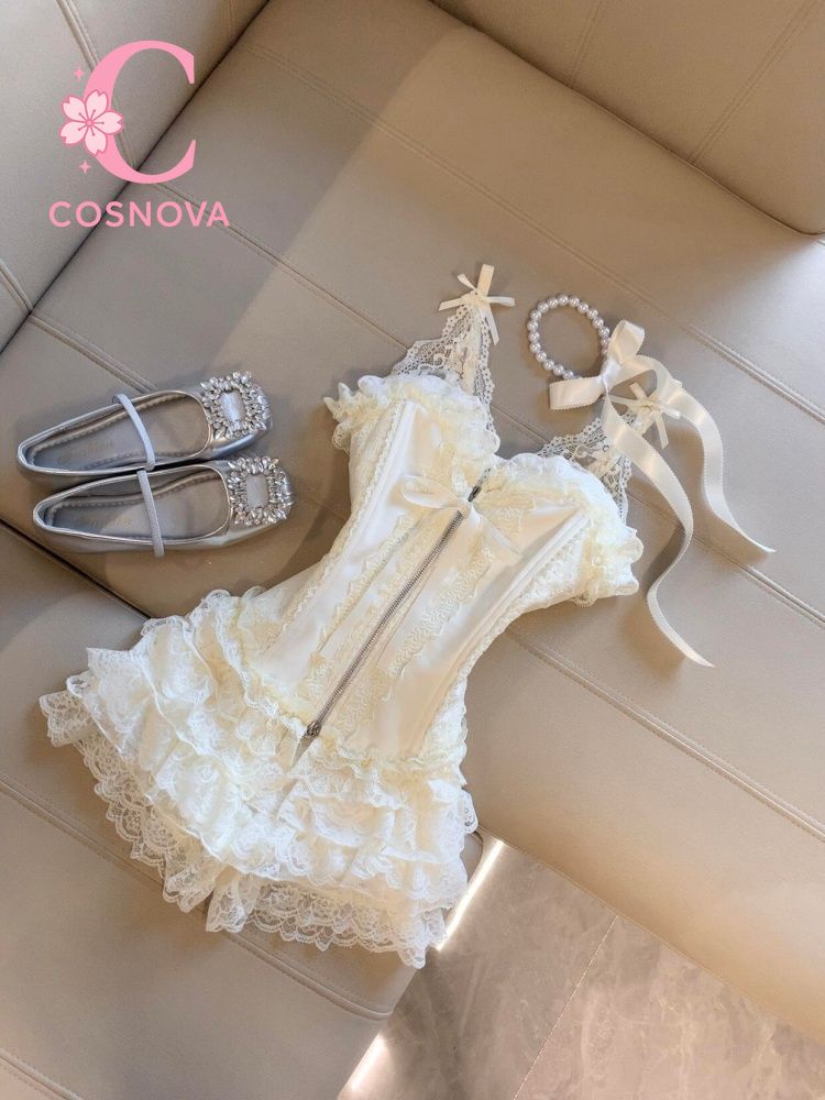 Lace Trim Cami - Conjunto de Top Corsé de Encaje