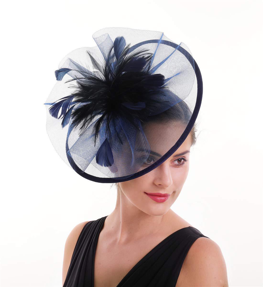 Women'S Fashion Kentucky Derby - Sombrero fascinador de plumas para mujer,