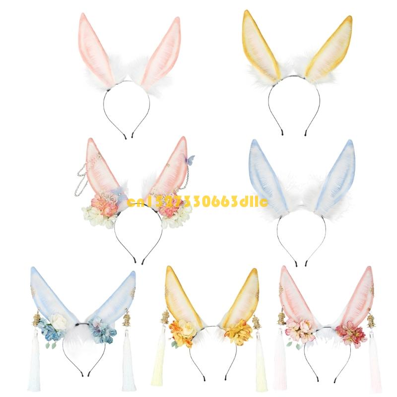 Women Fashion Photoshoot - Diadema con Orejas conejo peluche ajustable,