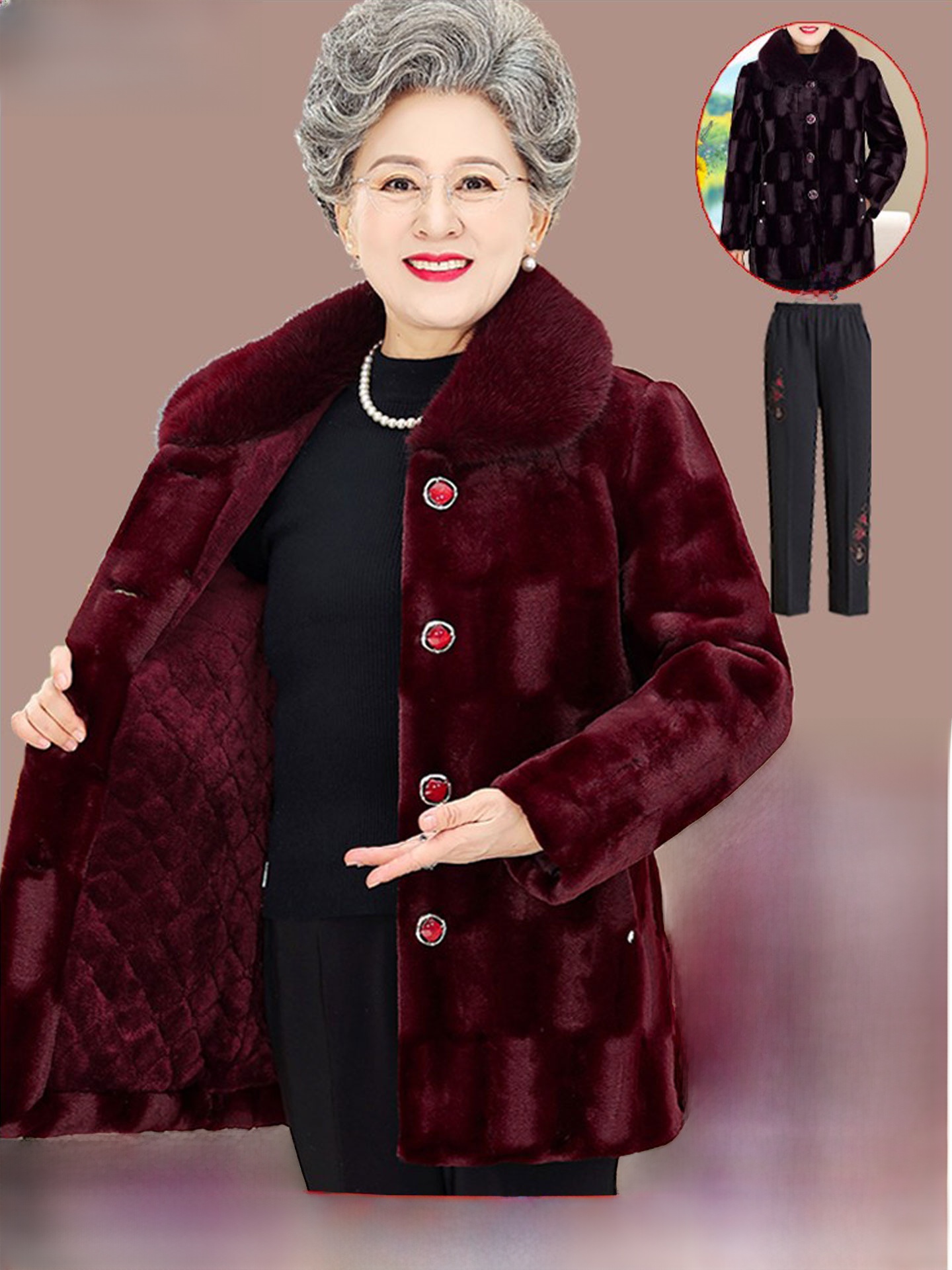 Women Fashion Over The Years - Abrigo de terciopelo de visón grueso