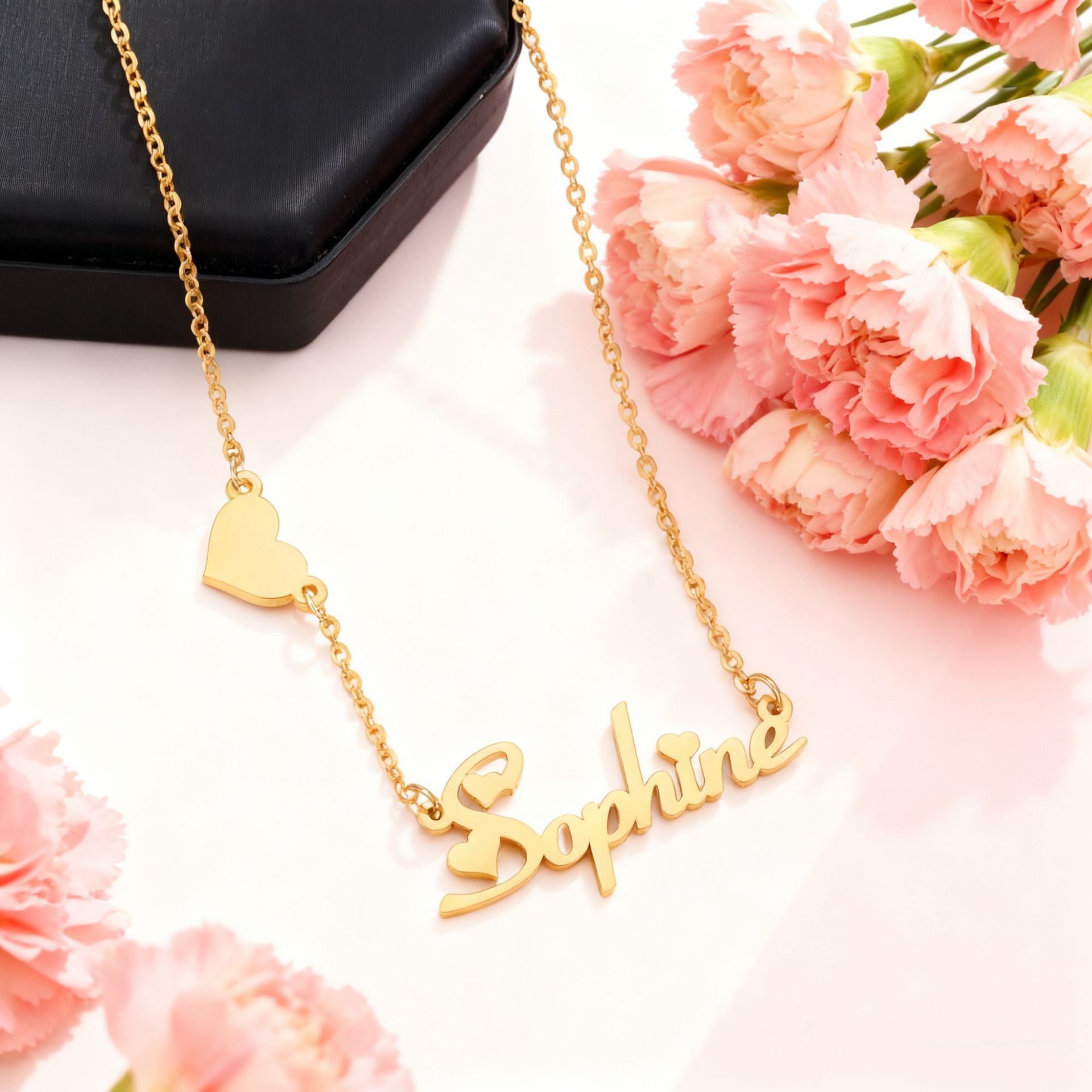 Collar con colgante de acero i - Women Fashion Names reseña y precio