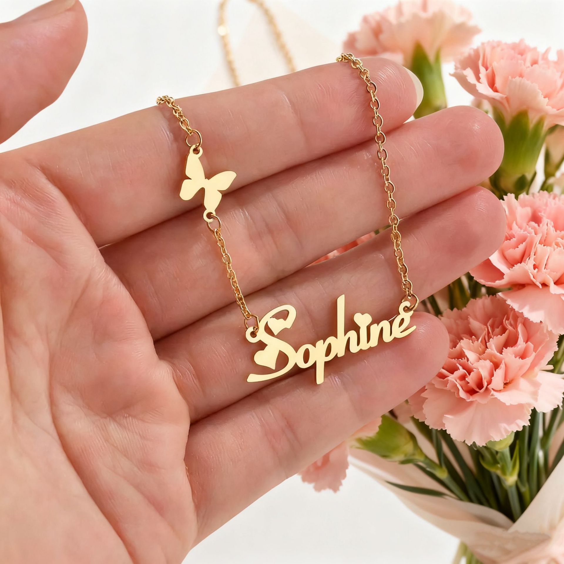 Collar con colgante de acero i - Women Fashion Names reseña y precio